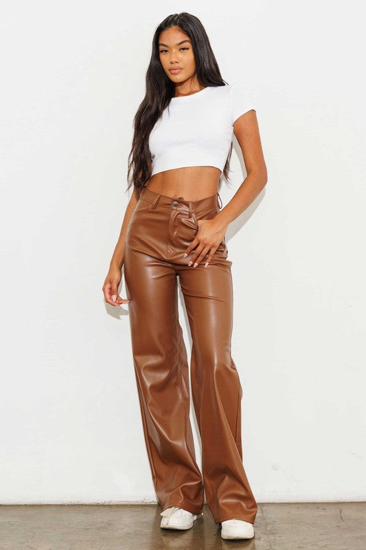 Mimi Faux Leather Wide Leg Pants