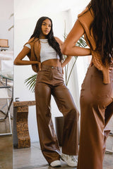 Mimi Faux Leather Wide Leg Pants