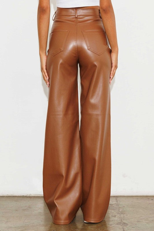 Mimi Faux Leather Wide Leg Pants