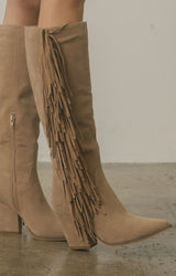 BbohemianKnee-High Fringe Boots