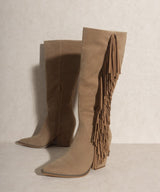 BbohemianKnee-High Fringe Boots