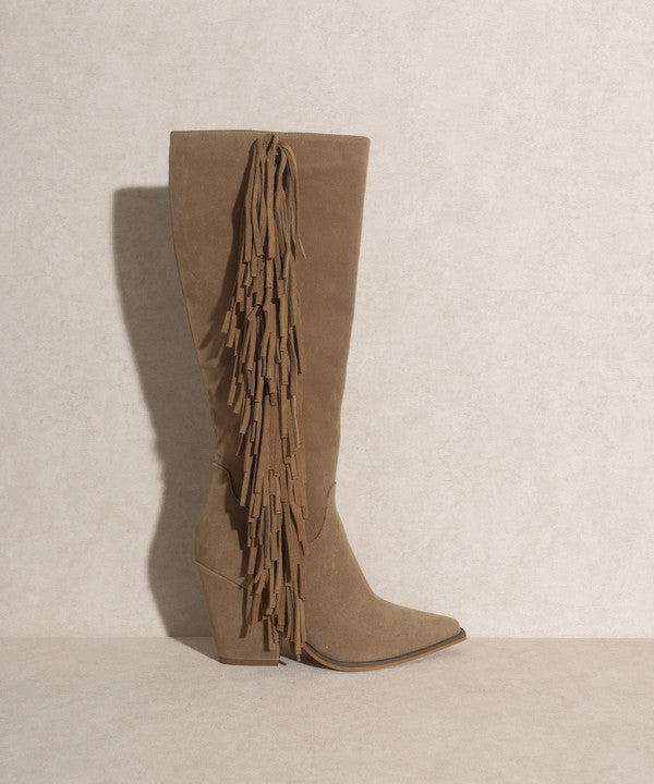 BbohemianKnee-High Fringe Boots