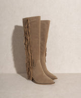 BbohemianKnee-High Fringe Boots