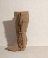 BbohemianKnee-High Fringe Boots