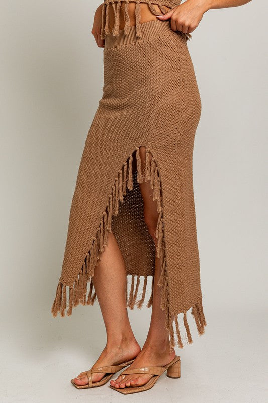 Take Me To Cancun Tassel Midi Skirt