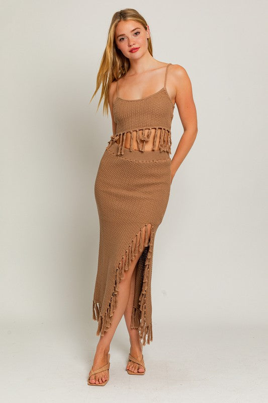 Take Me To Cancun Tassel Midi Skirt