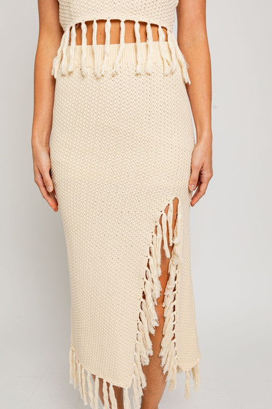 Take Me To Cancun Tassel Midi Skirt