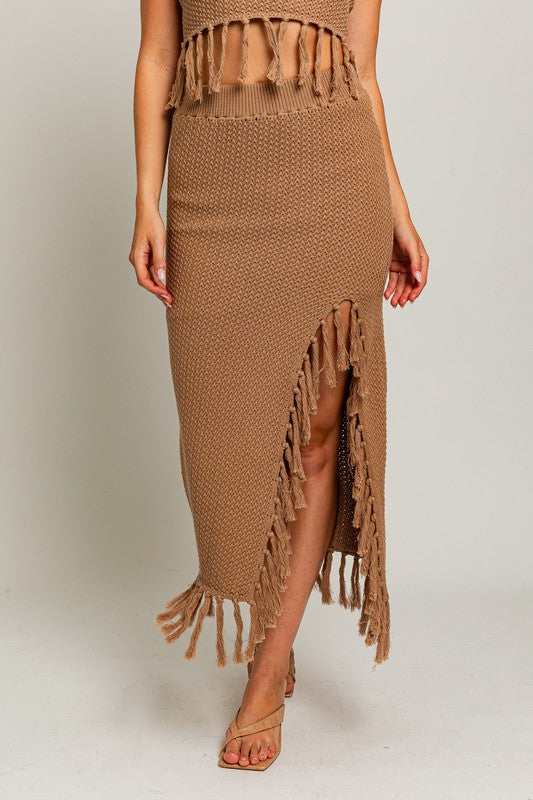 Take Me To Cancun Tassel Midi Skirt