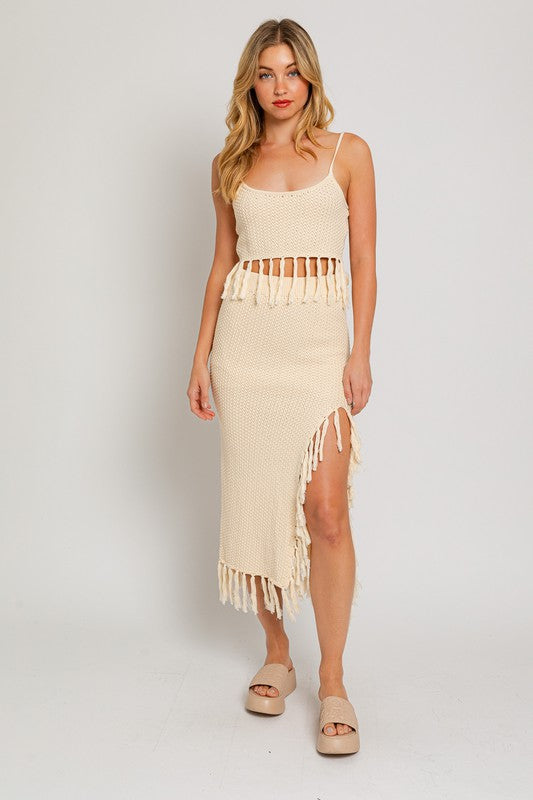 Take Me To Cancun Tassel Midi Skirt