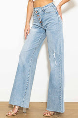 Criss Cross High Waisted Wide Leg Jeans