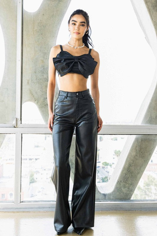 Mimi Faux Leather Wide Leg Pants