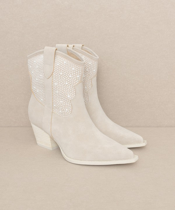 Cannes Pearl Studded Western Boots