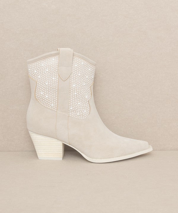 Cannes Pearl Studded Western Boots