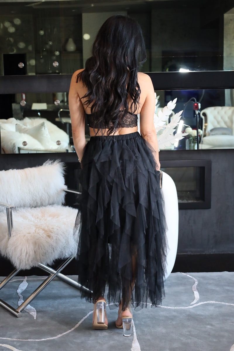 Black Waterfall Tulle skirt