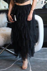 Black Waterfall Tulle skirt