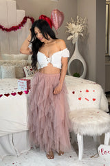 Mauve Waterfall Tulle skirt