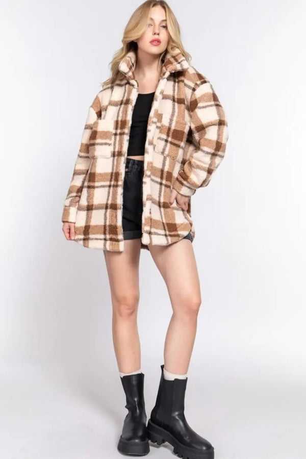 Plaid  Sherpa Coat