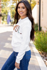 White Thankful Embroidered Sweater