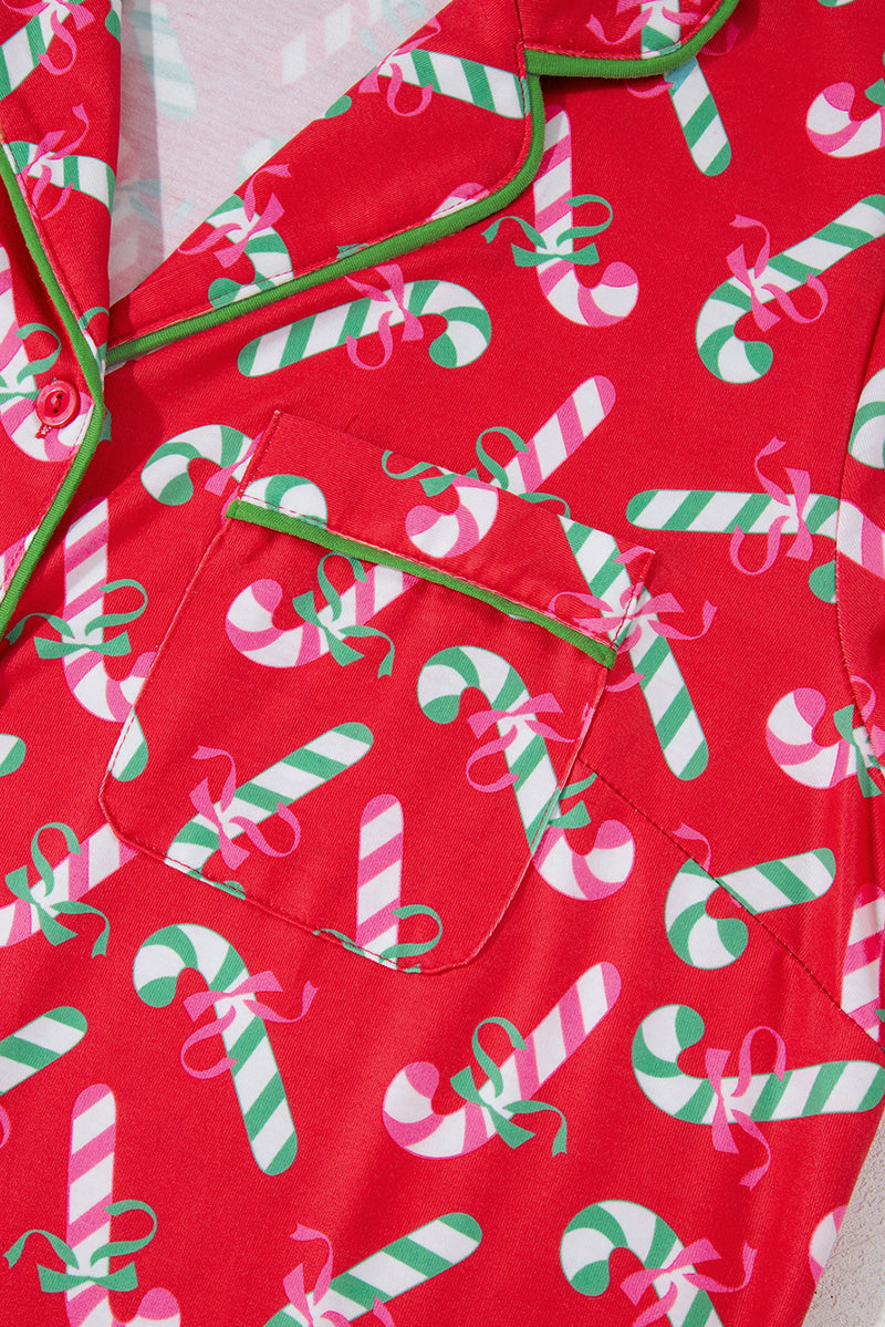 Red Christmas Candy Cane Pajama Set