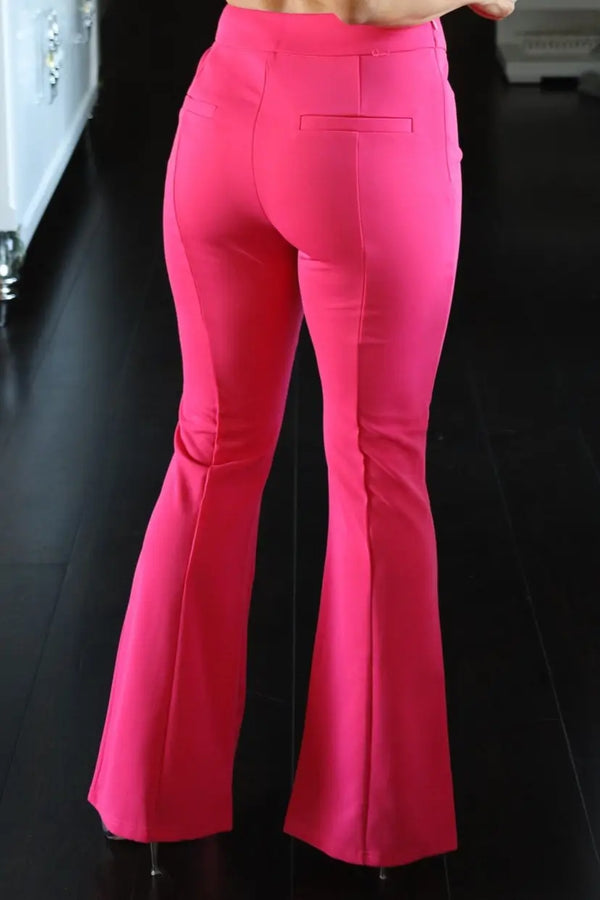 Katrina Front Slit Flare Pants - Fushia