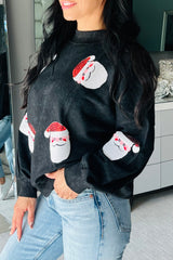 Sequin Santa Sweater - Black