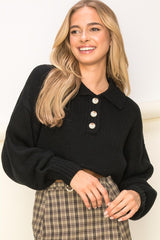 Alannah Collared Crop Sweater Top