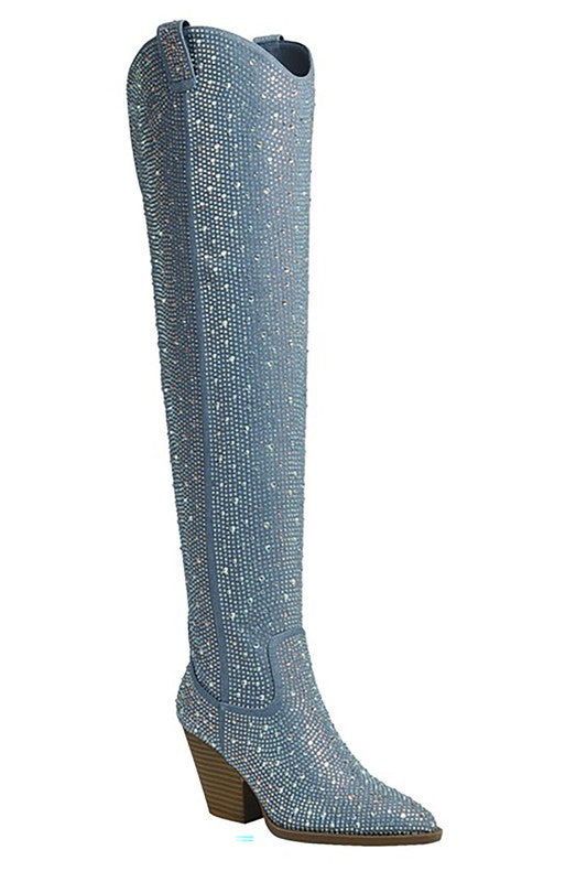 Daring Diva Rhinestone Tall Boots