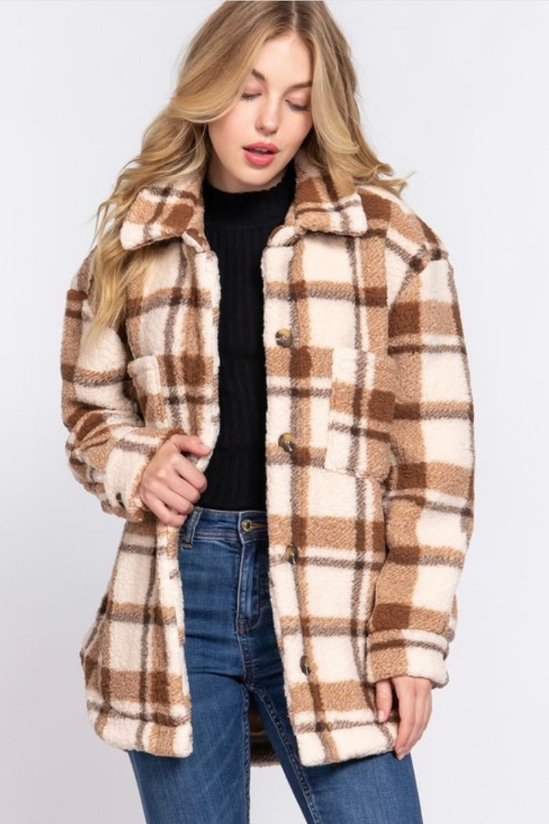 Plaid  Sherpa Coat