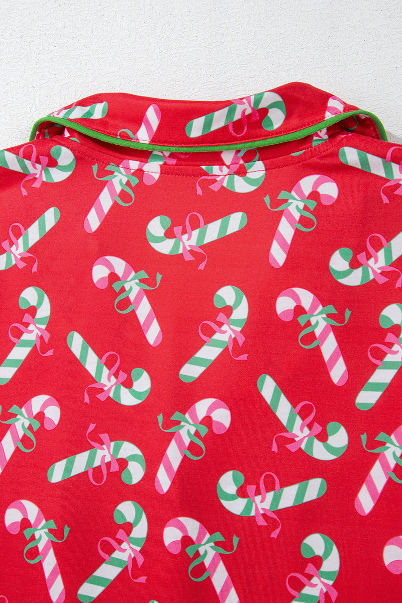 Red Christmas Candy Cane Pajama Set