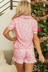 Pink Christmas Candy Cane Pajama Set