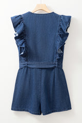 Rudi Ruffle Sleeve Denim Romper