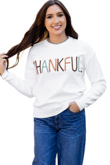 White Thankful Embroidered Sweater