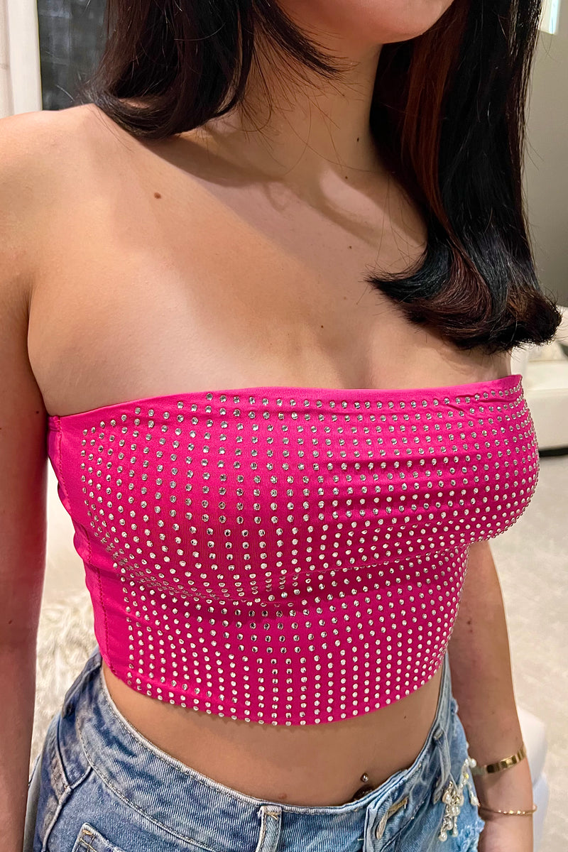 Pink Rhinestone Tube Top