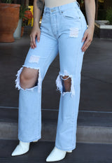 High Rise Boyfriend Distressed Jeans