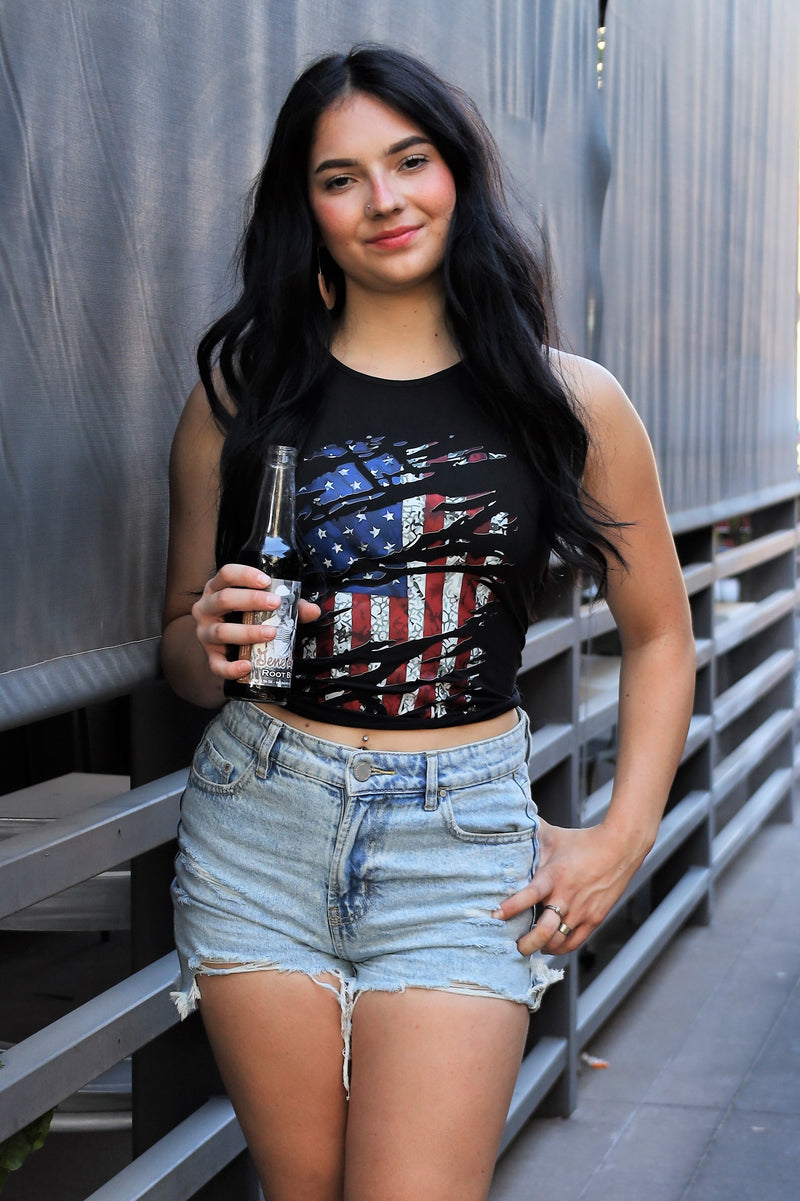 Frayed American Flag Tank Top