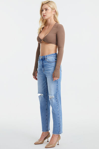 Lohan High Waist Distressed Straight Jeans