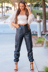 Lily Leather Cargo Pants