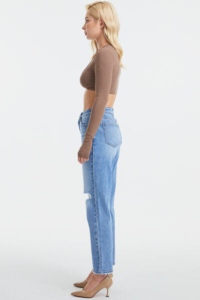 Lohan High Waist Distressed Straight Jeans