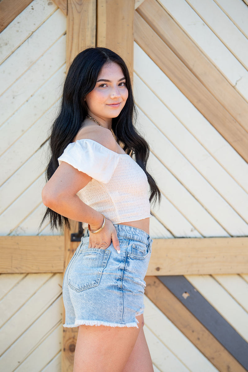 Frayed Denim Shorts