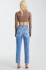 Lohan High Waist Distressed Straight Jeans