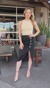 Margera Ruched Midi Skirt