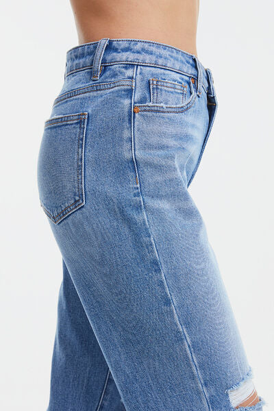 Lohan High Waist Distressed Straight Jeans