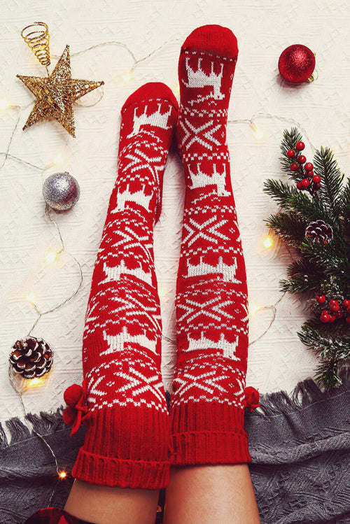 Christmas Over Knee Knitted Socks